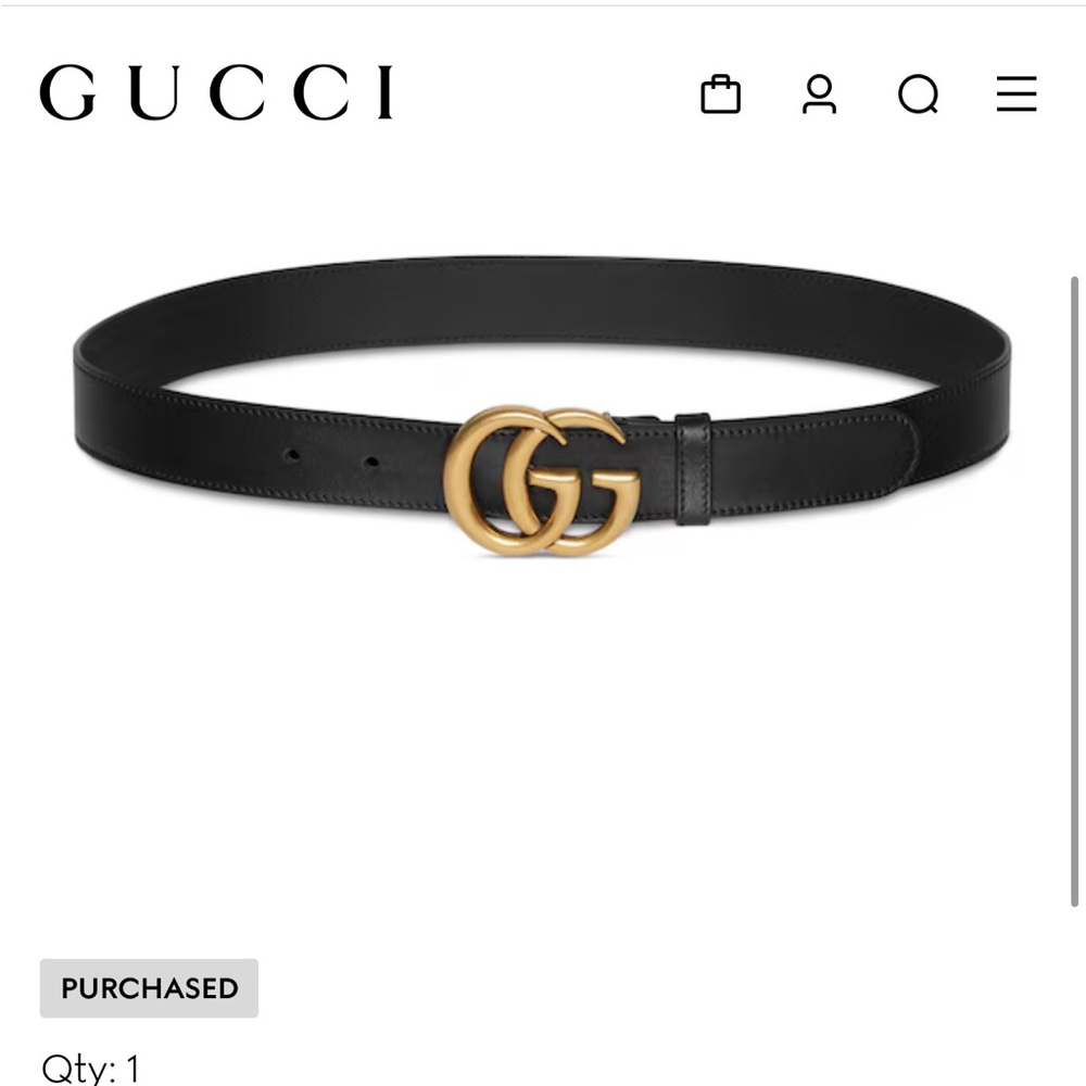 Gucci Black Leather Belt with Gold Double G Buckle